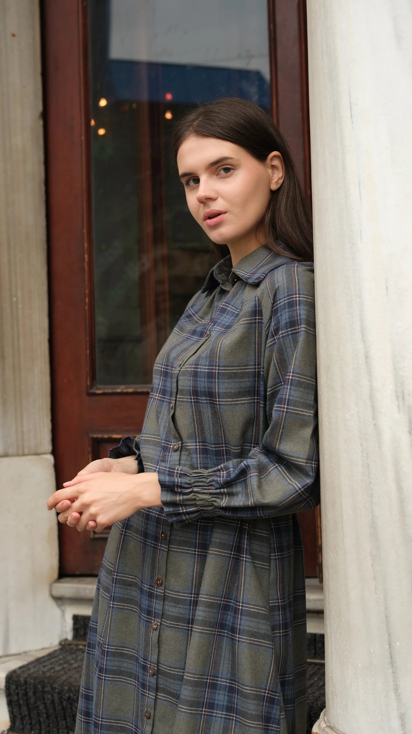 Mira Ekose Elbise - Haki/Laci