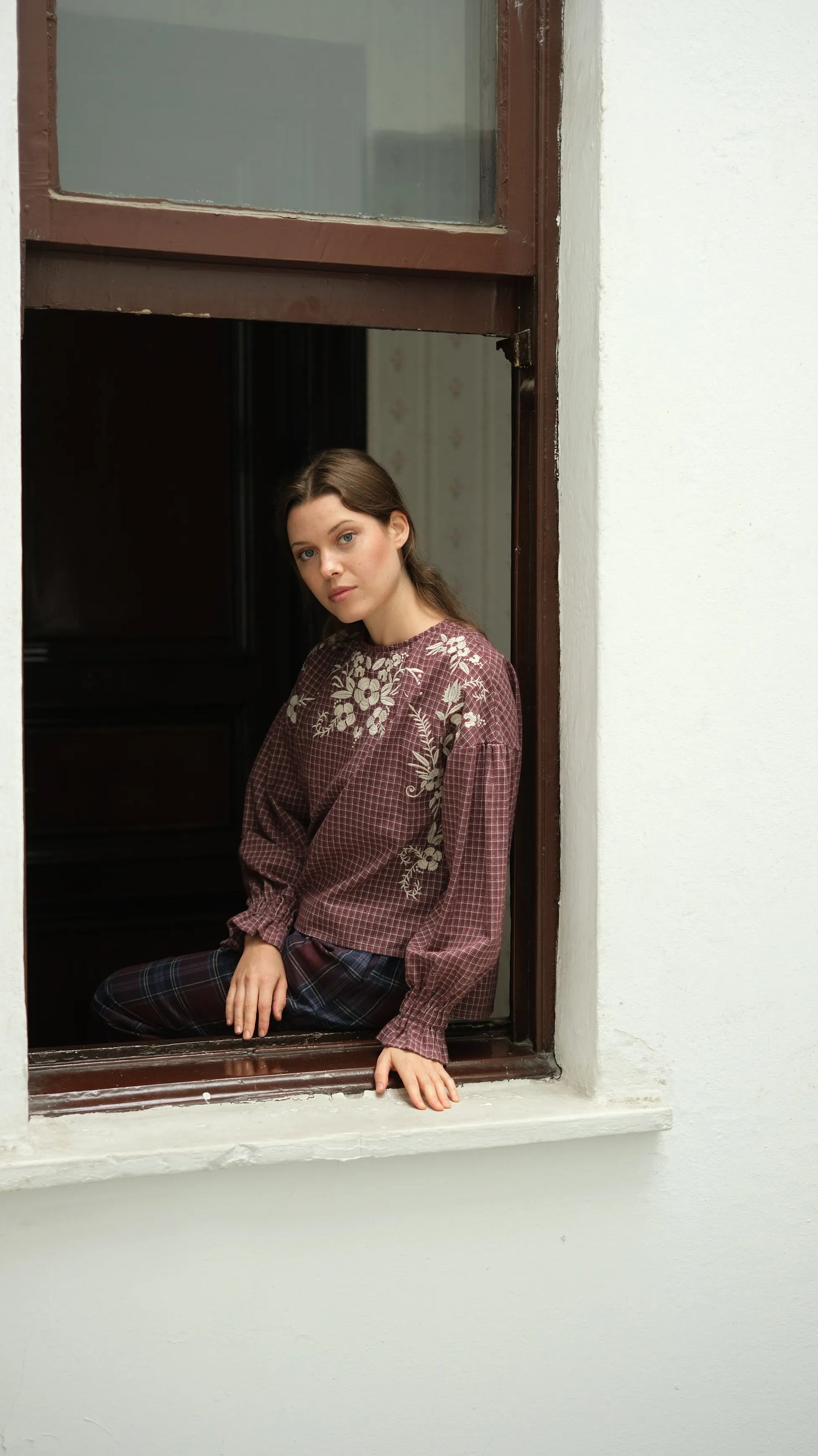 Arden Nakışlı Bluz Bordo