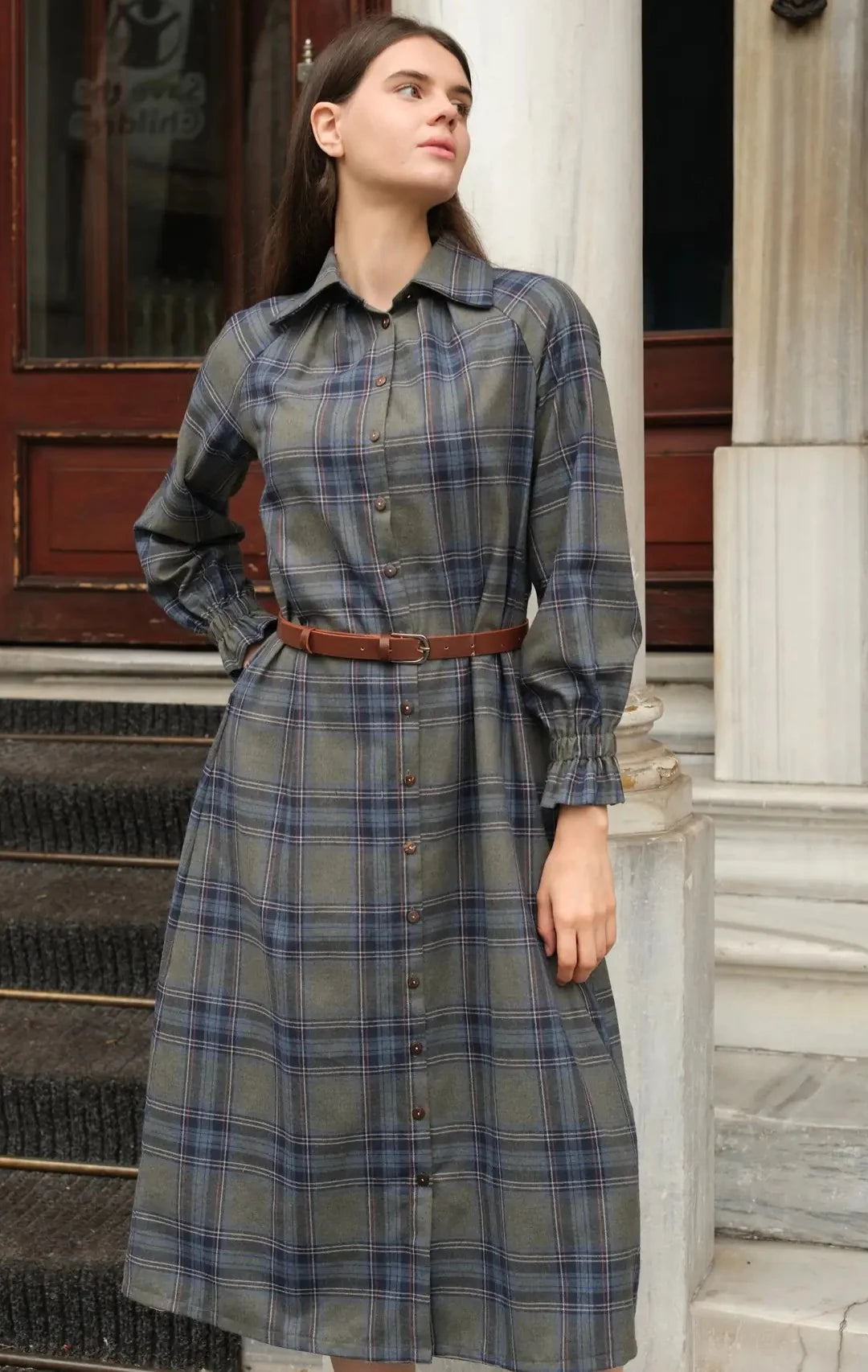 Mira Ekose Elbise - Haki/Laci