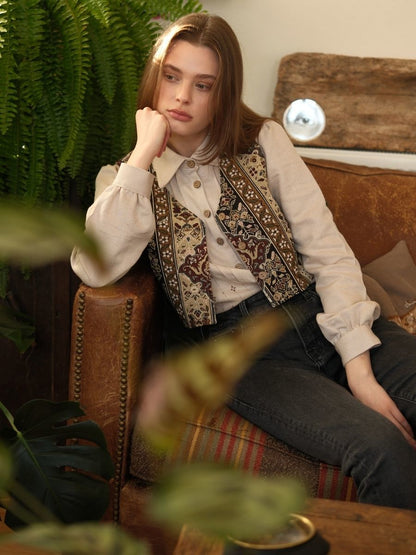 Etnik Desen Goblen Yelek