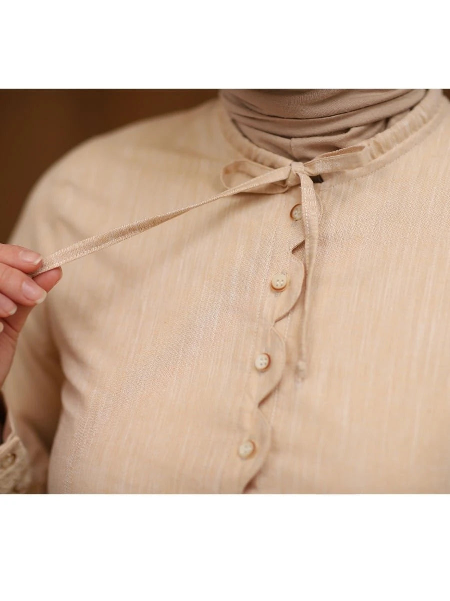 Kolu Dantelli Tunik Krem