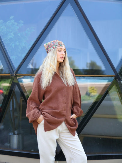 Müslin Gömlek Kahverengi