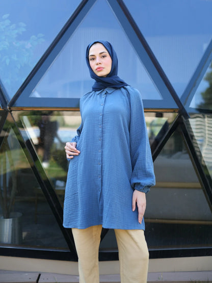 Müslin Gömlek Mavi