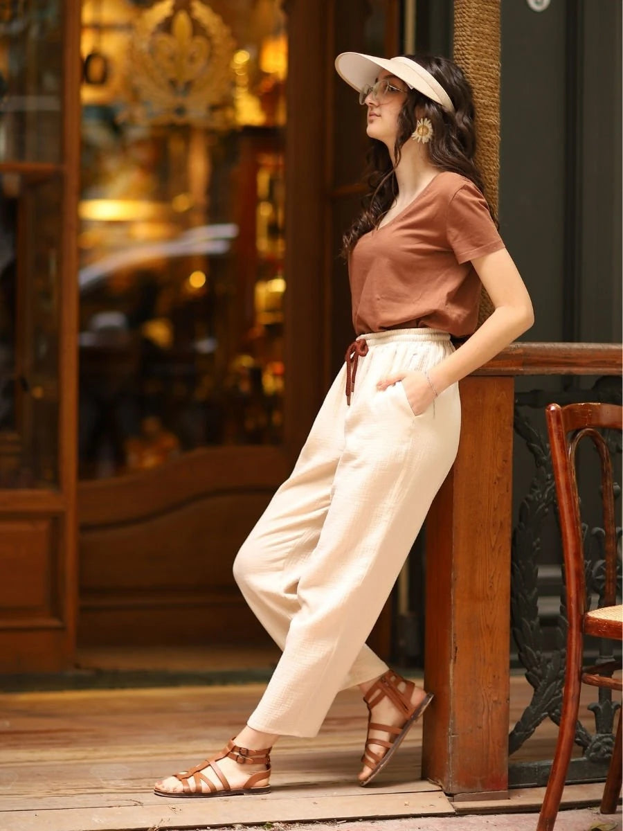 Müslin Pantolon Krem