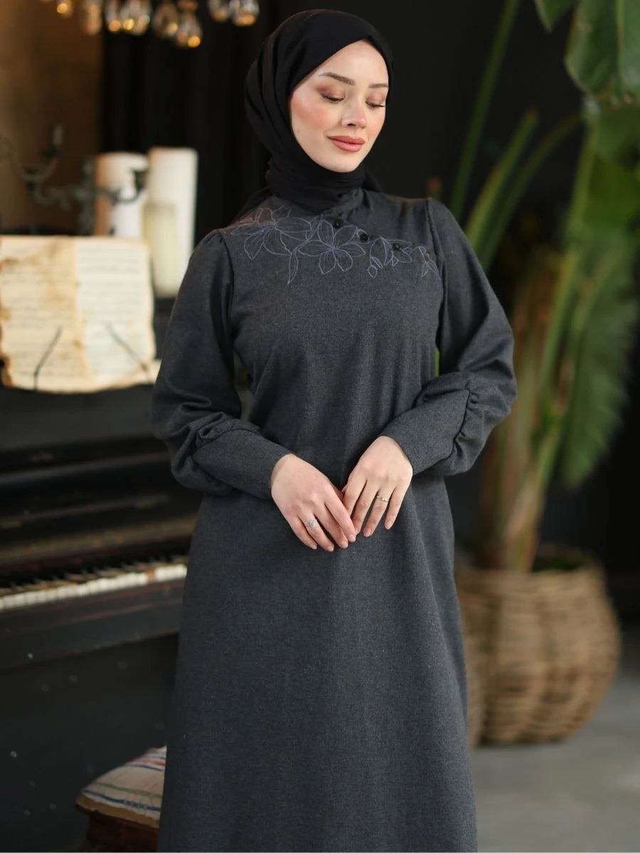 Şehrazat Elbise Koyu Antrasit
