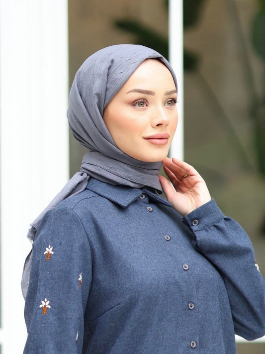 Bambu Crash Şal Kirli Mavi