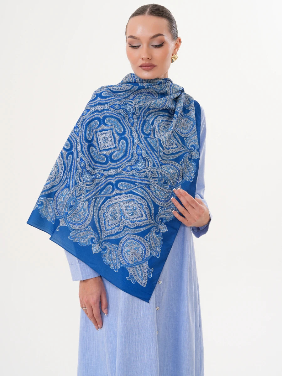 Basic Pamuklu Tunik Mavi + Şal Hediyeli