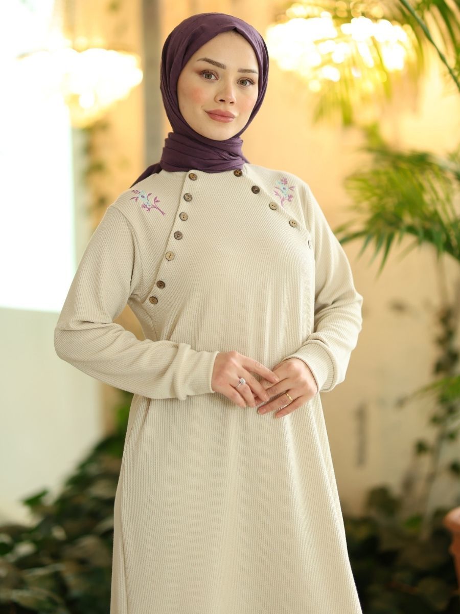 Düğmeli Triko Takım Taş