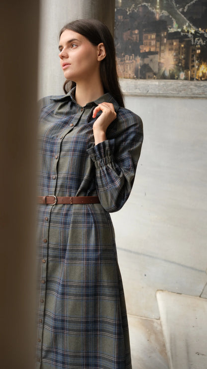 Mira Ekose Elbise - Haki/Laci