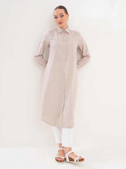 Basic Pamuklu Tunik Bej + Şal Hediyeli
