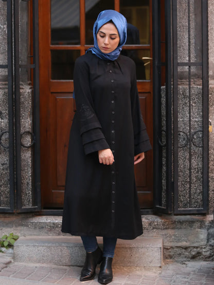 Kolu Nervürlü Tunik Siyah
