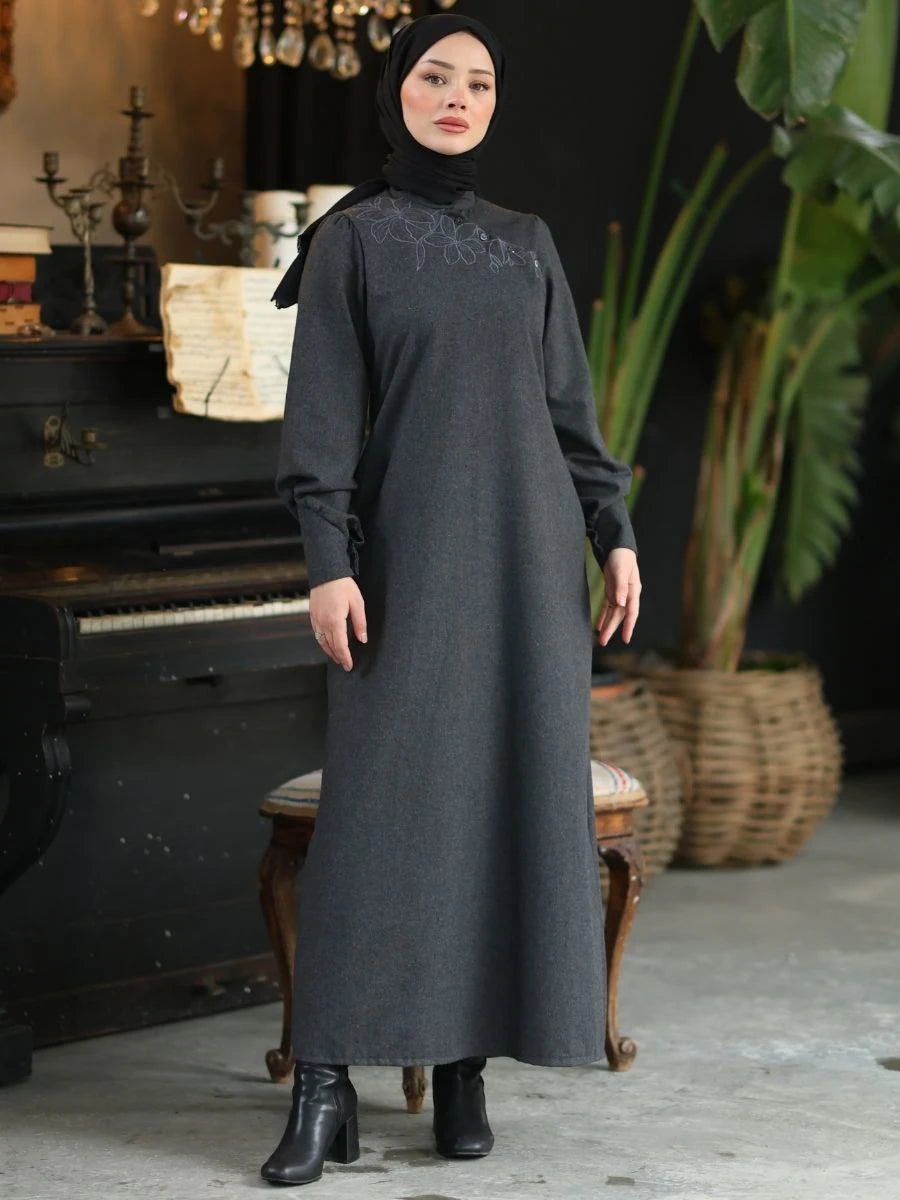 Şehrazat Elbise Koyu Antrasit