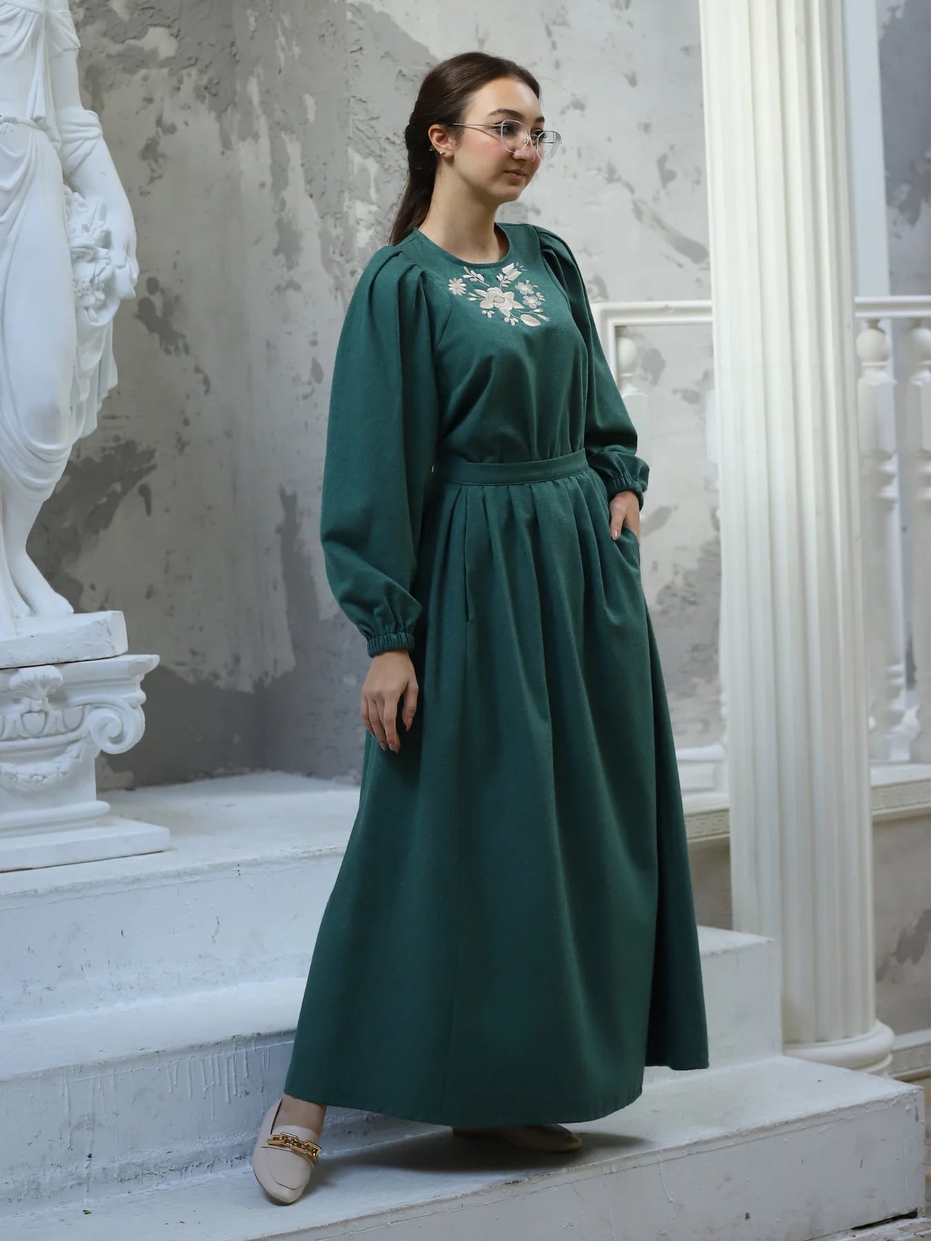 Etekli Flanel Takım Yeşil