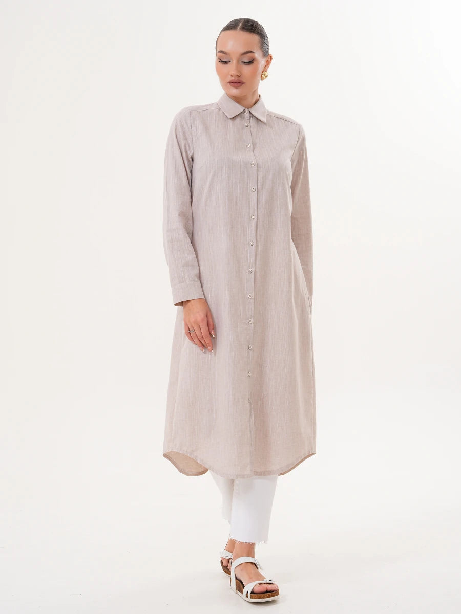 Basic Pamuklu Tunik Bej + Şal Hediyeli