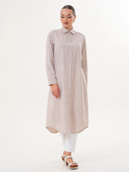 Basic Pamuklu Tunik Bej + Şal Hediyeli
