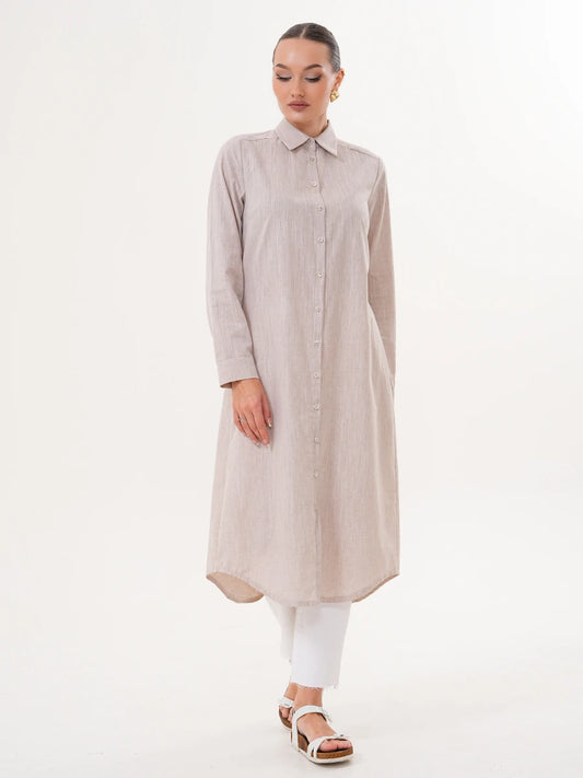 Basic Pamuklu Tunik Bej + Şal Hediyeli