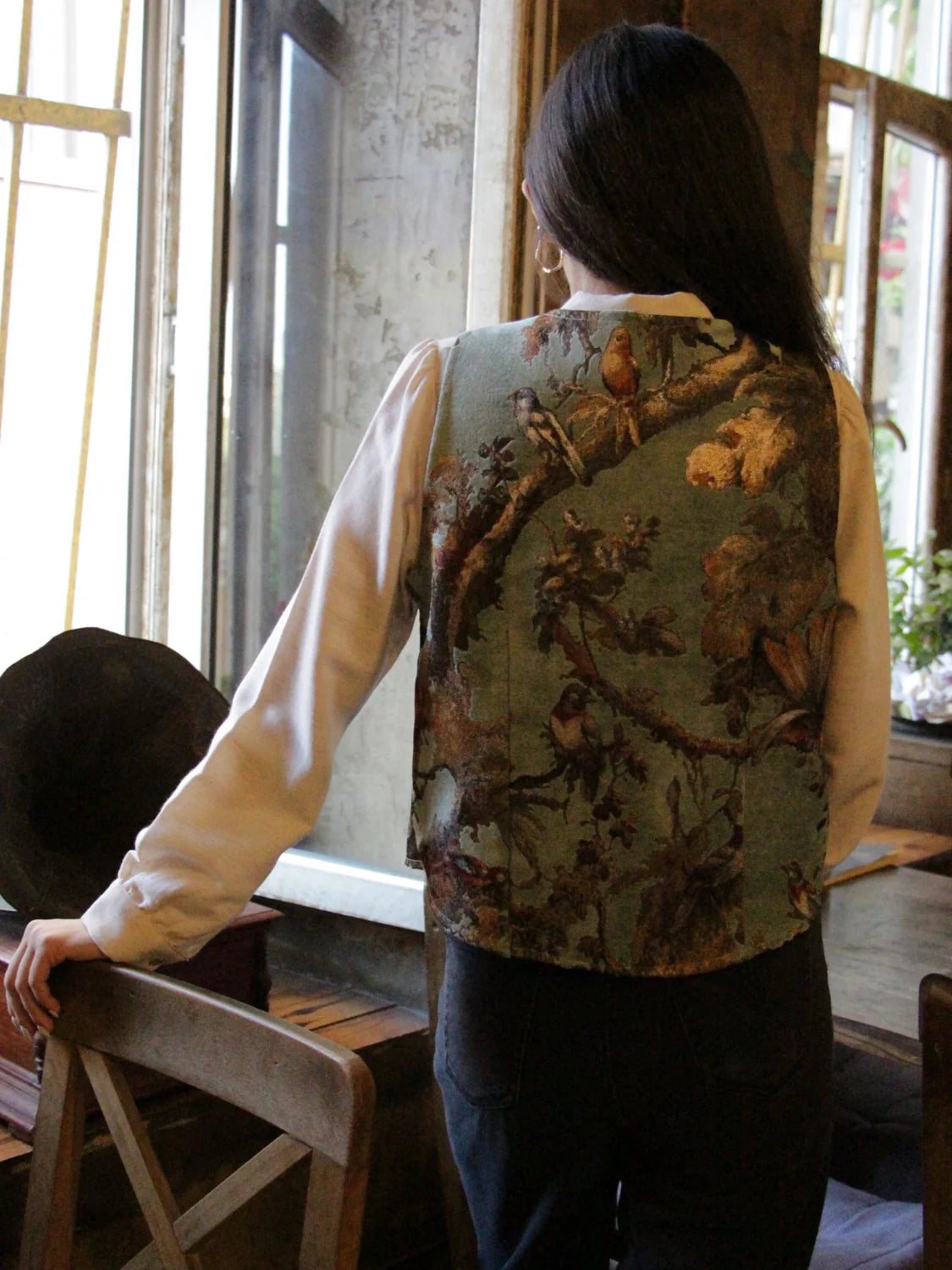 Kuş Desenli Goblen Yelek