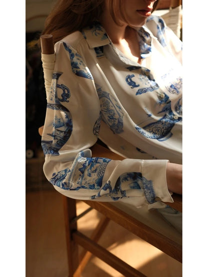 Blue Dream Saten Gömlek