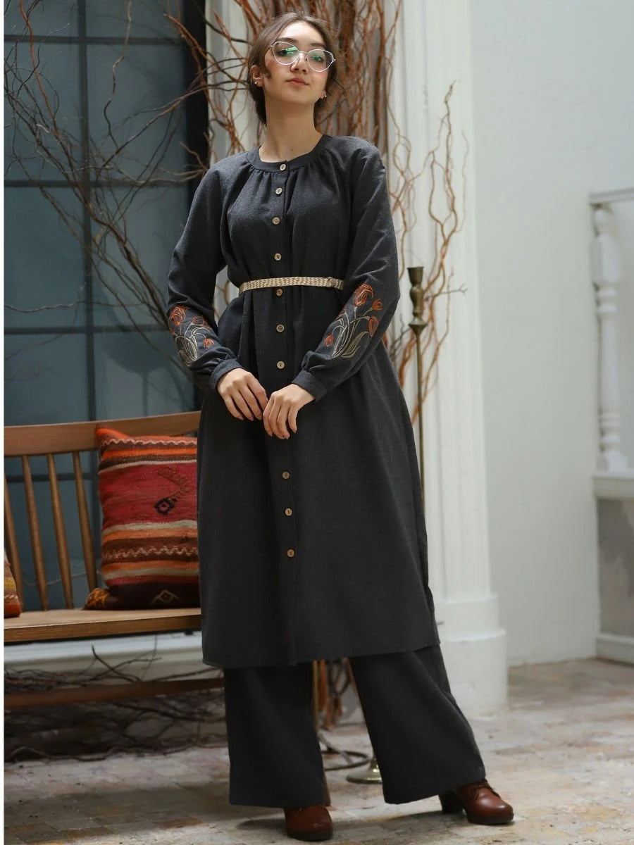 Lale Takım Koyu Gri