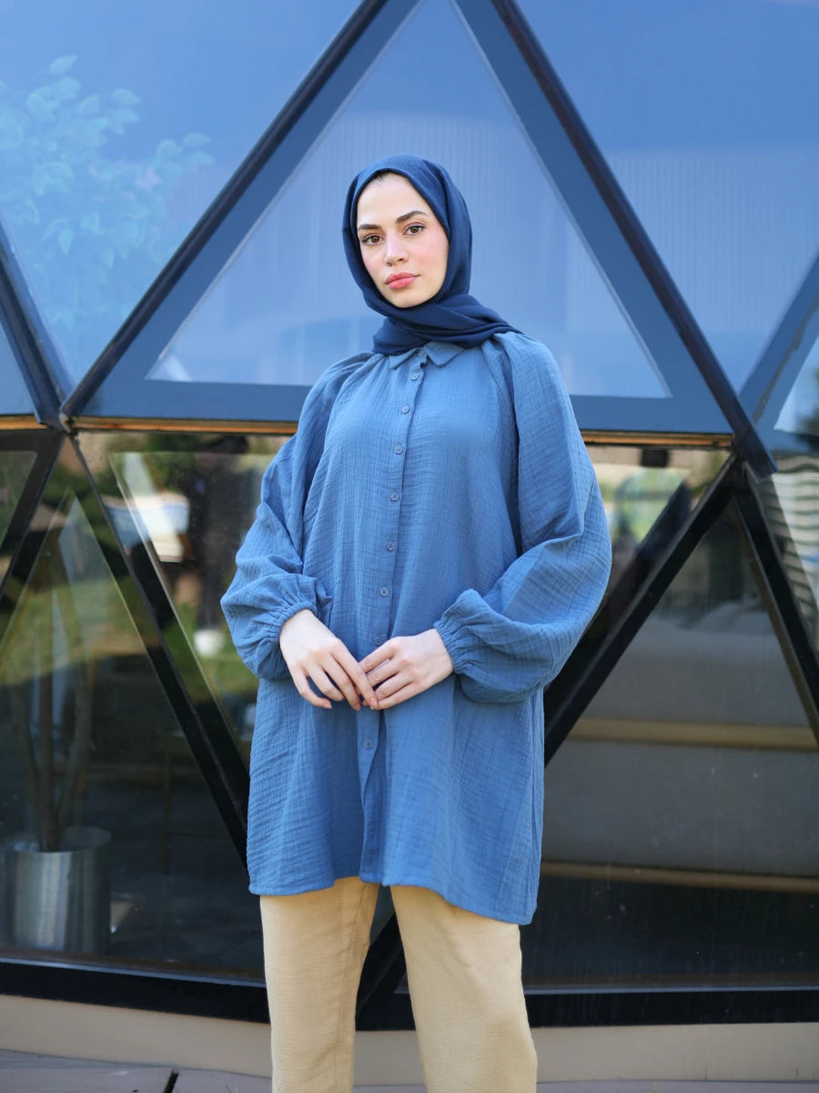 Müslin Gömlek Mavi