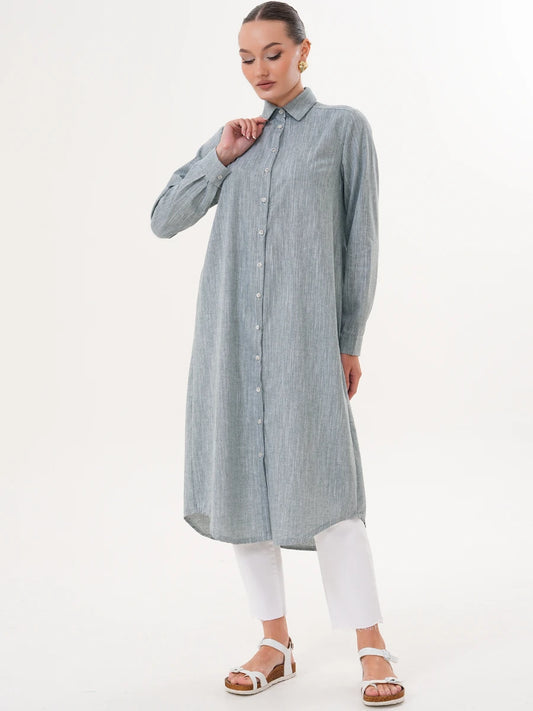 Basic Pamuklu Tunik Yeşil + Şal Hediyeli