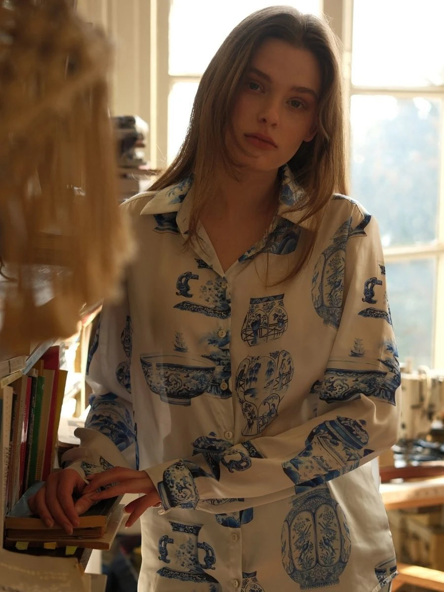 Blue Dream Saten Gömlek