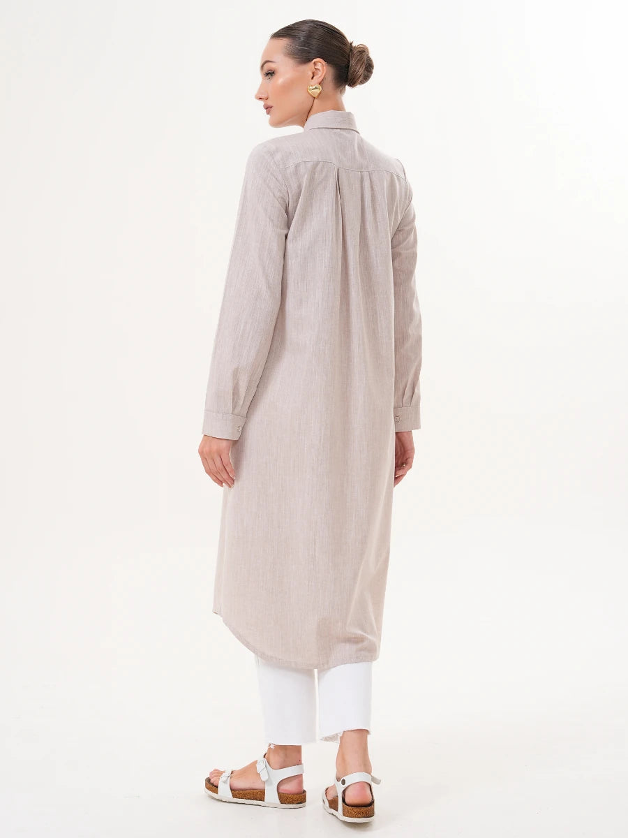 Basic Pamuklu Tunik Bej + Şal Hediyeli