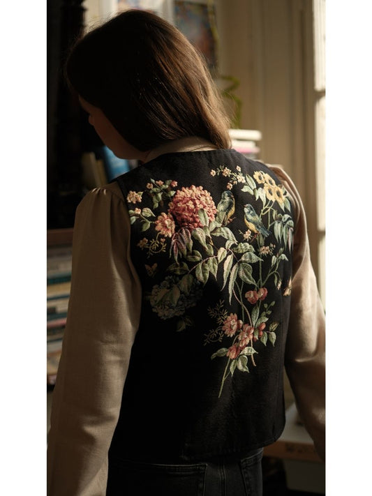 Kuş Desen Goblen Yelek