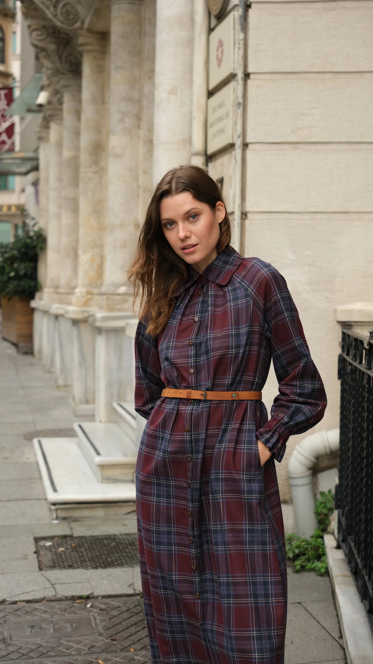 Mira Ekose Elbise - Bordo/Laci