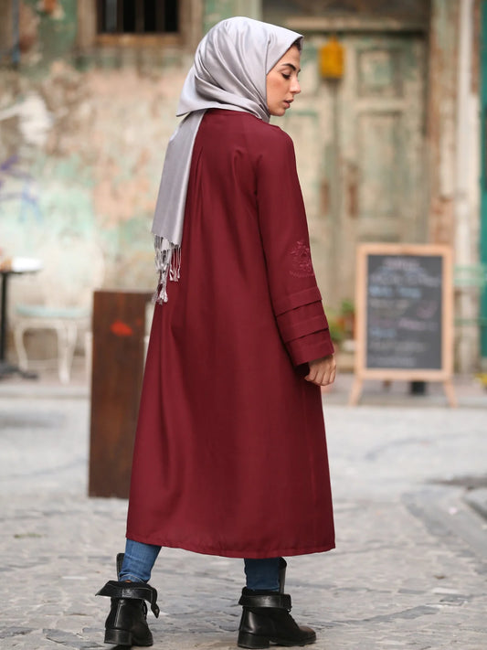 Kolu Nervürlü Tunik Bordo