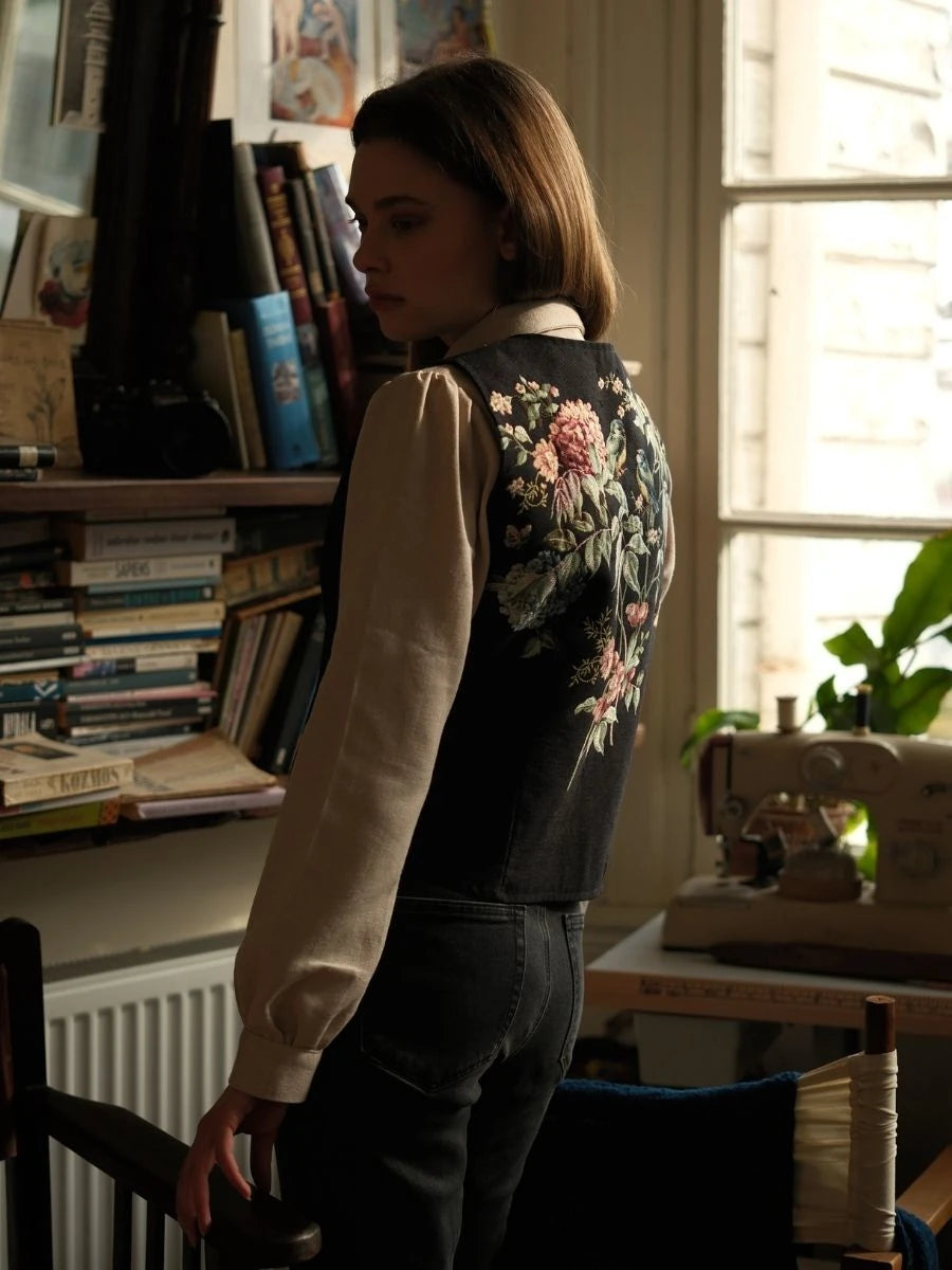 Kuş Desen Goblen Yelek