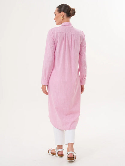 Basic Pamuklu Tunik Pembe + Şal Hediyeli