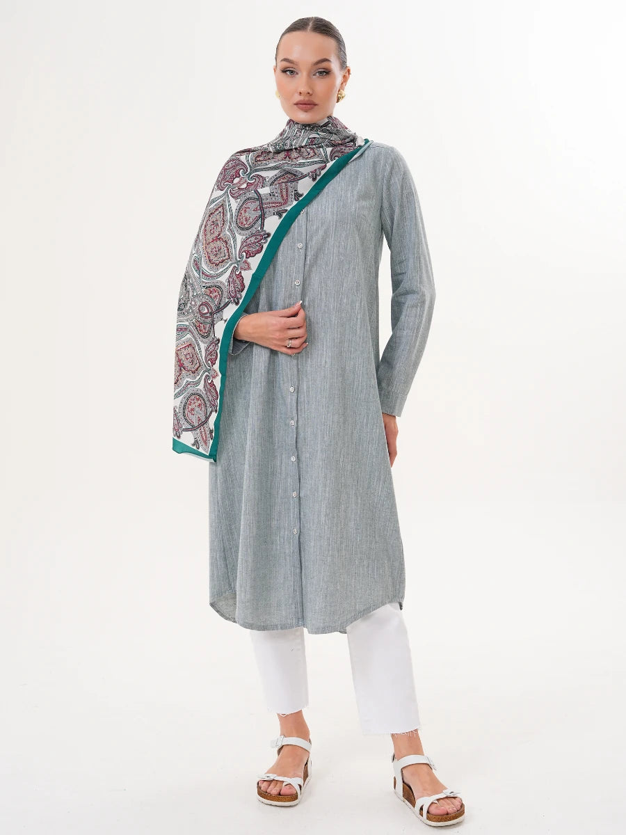 Basic Pamuklu Tunik Yeşil + Şal Hediyeli