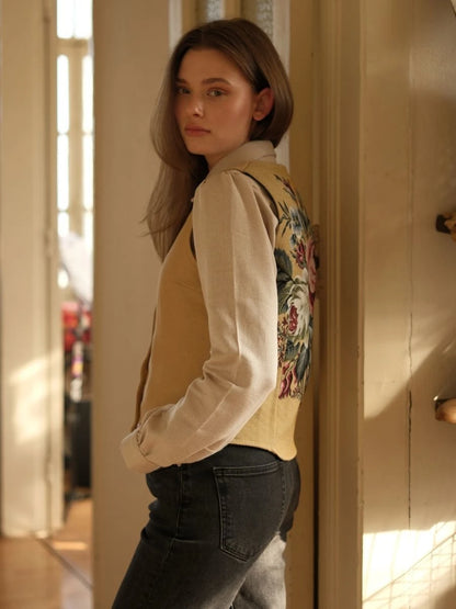 Gül Desen Goblen Yelek