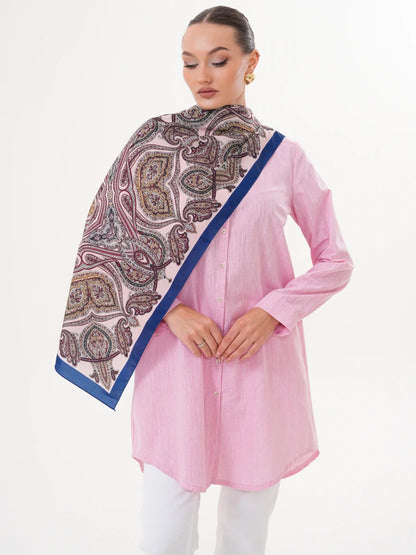 Basic Pamuklu Gömlek Pembe + Şal Hediyeli