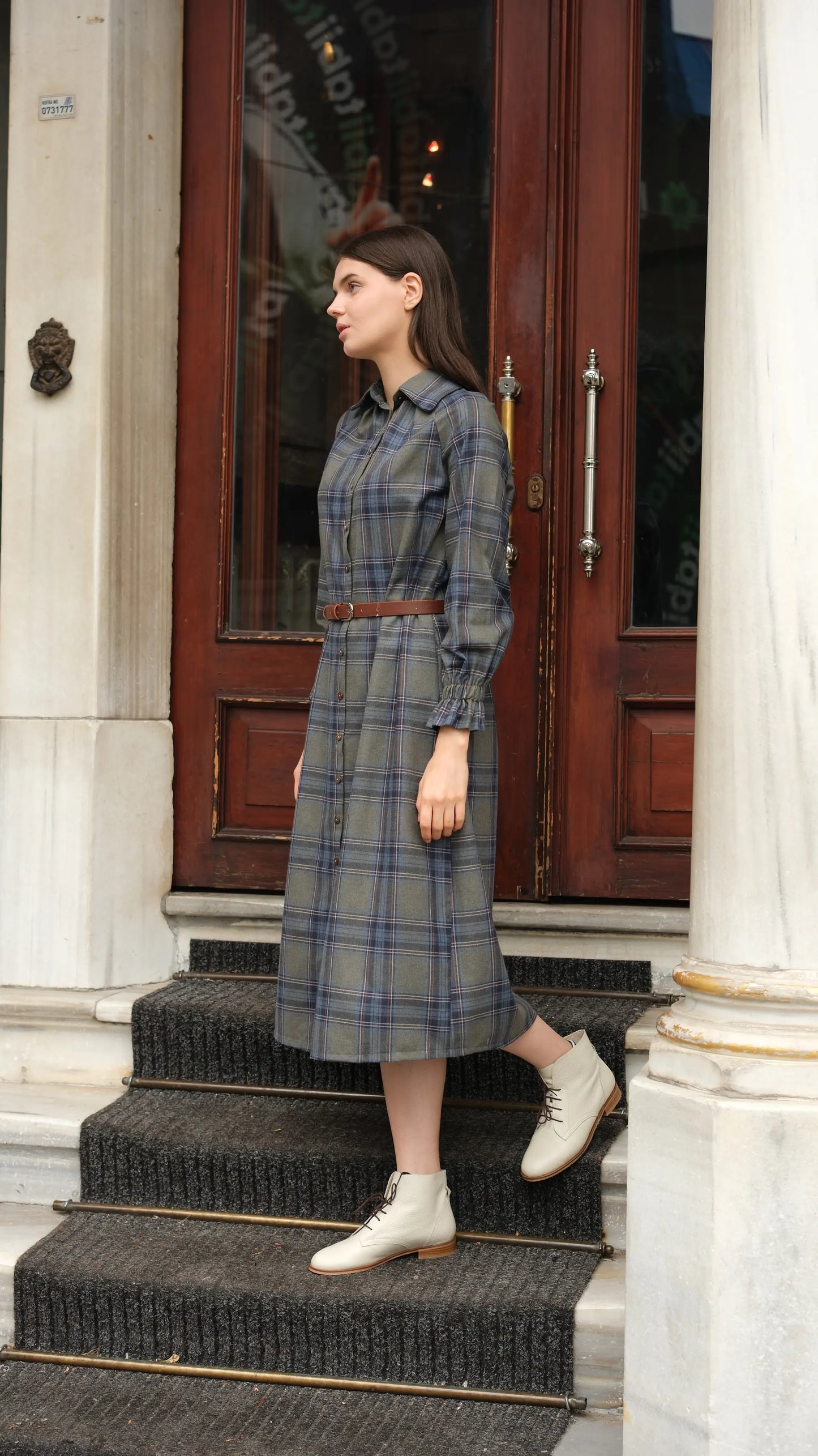 Mira Ekose Elbise - Haki/Laci