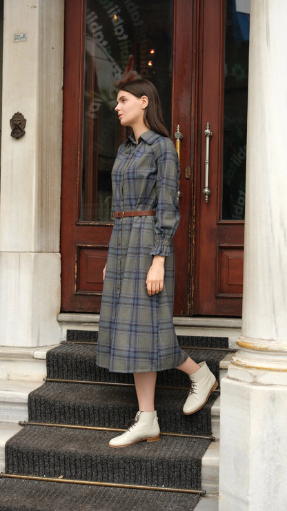 Mira Ekose Elbise - Haki/Laci