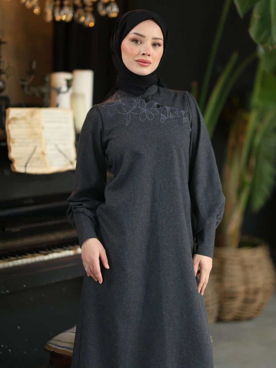 Şehrazat Elbise Koyu Antrasit