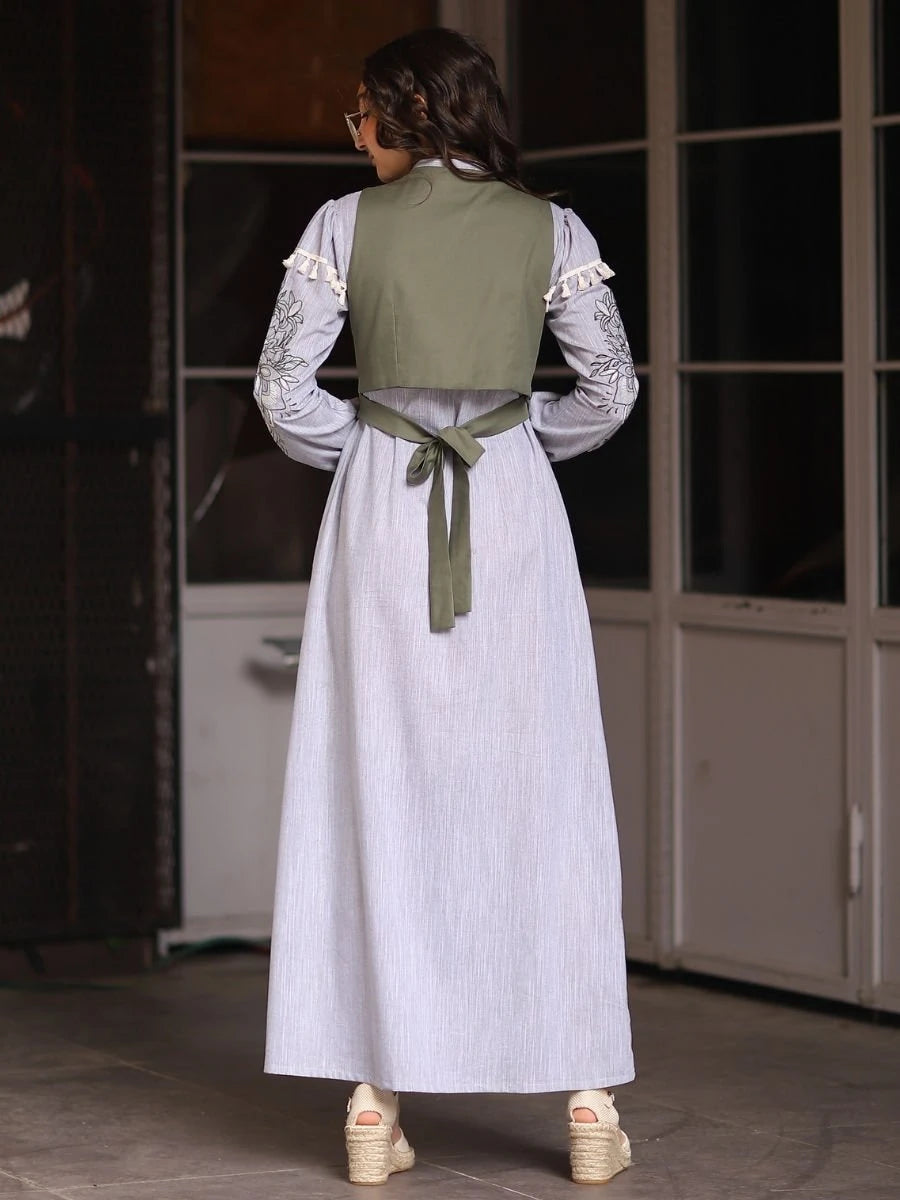 Firuze Elbise Yelek Takım Açık Yeşil/Haki