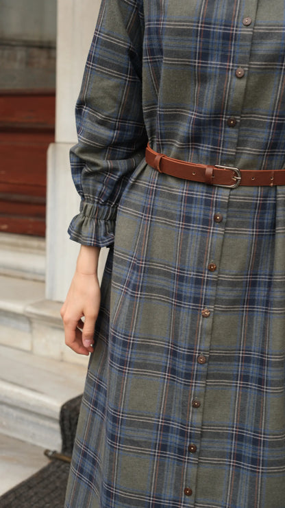 Mira Ekose Elbise - Haki/Laci