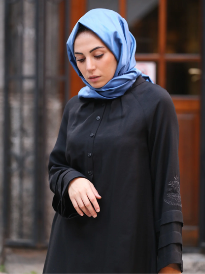 Kolu Nervürlü Tunik Siyah