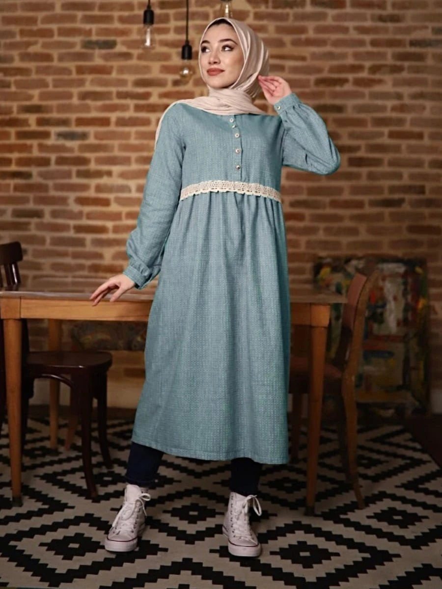 Çiçek Düğmeli Tunik