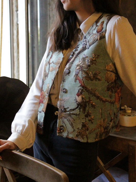 Kuş Desenli Goblen Yelek