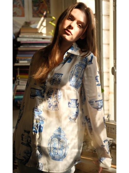 Blue Dream Saten Gömlek