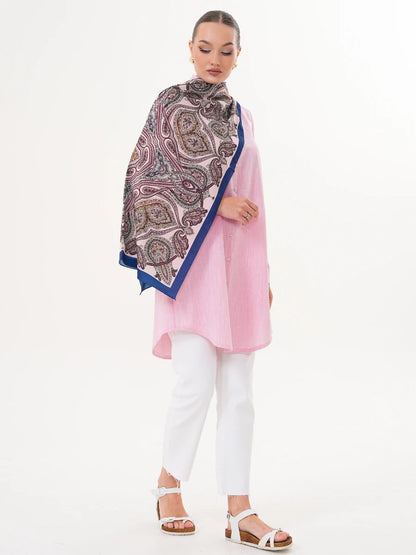 Basic Pamuklu Gömlek Pembe + Şal Hediyeli