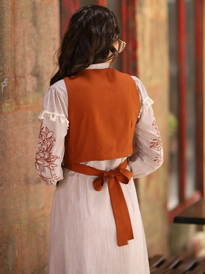 Firuze Elbise Yelek Takım Bej/Kiremit