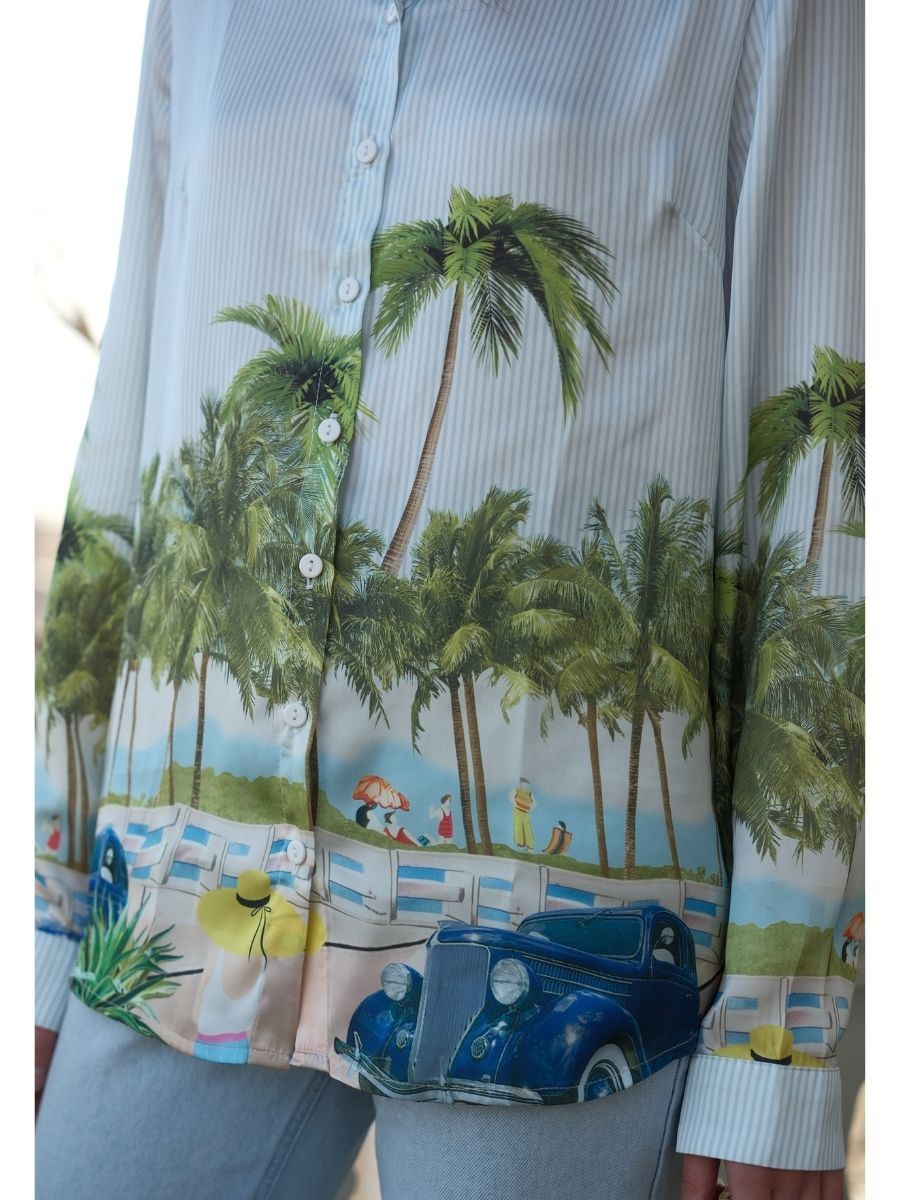 Miami Desen Saten Gömlek