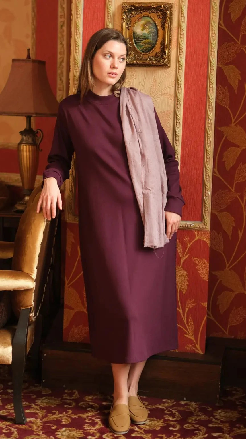 Kaşkorse Tunik Mürdüm + Crash Bambu Şal