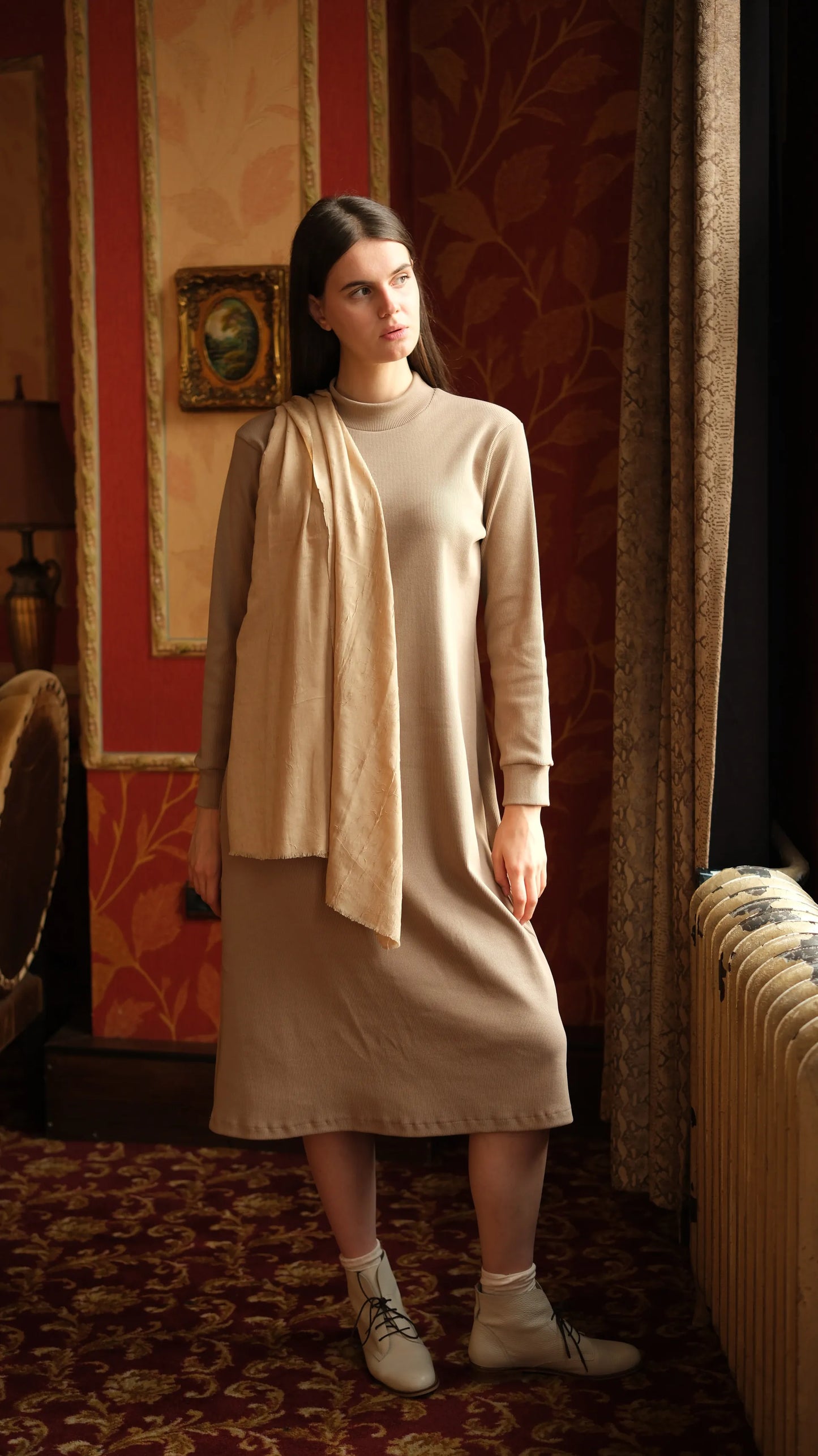 Kaşkorse Tunik Bej + Crash Bambu Şal