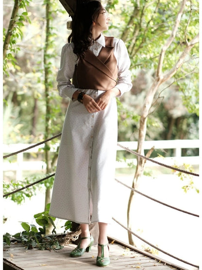 Yelekli Elbise Takım Kırık Beyaz